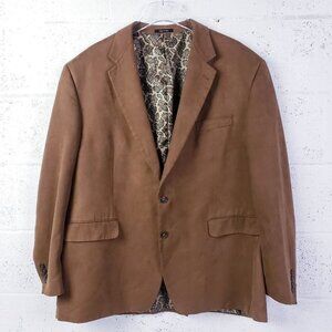 Ralph Lauren Men's Size 48R  Blazer‎ Sport Coat Brown Faux Suede Paisley Lining